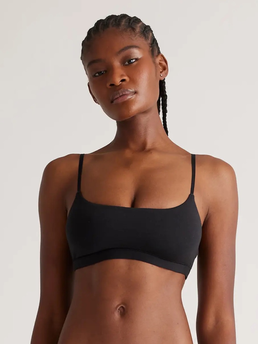 NWOT QUINCE 2 Pack Organic Cotton Scoop Bralettes Medium Black 1031